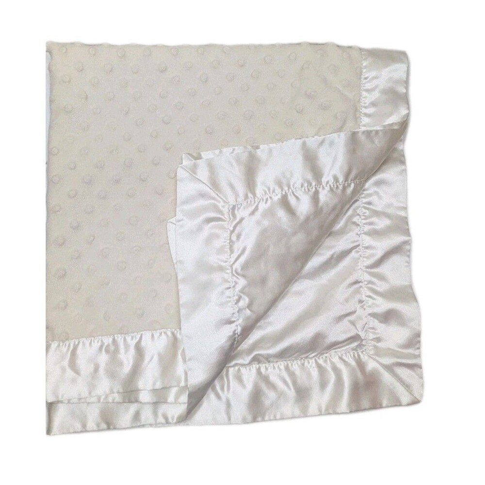 Bearington Baby Ivory Satin Trim Minky Dot Lovey Security Blanket Plush Cream